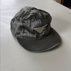 Satin Grey Men's Cap with Felt Logo and Leather Strap